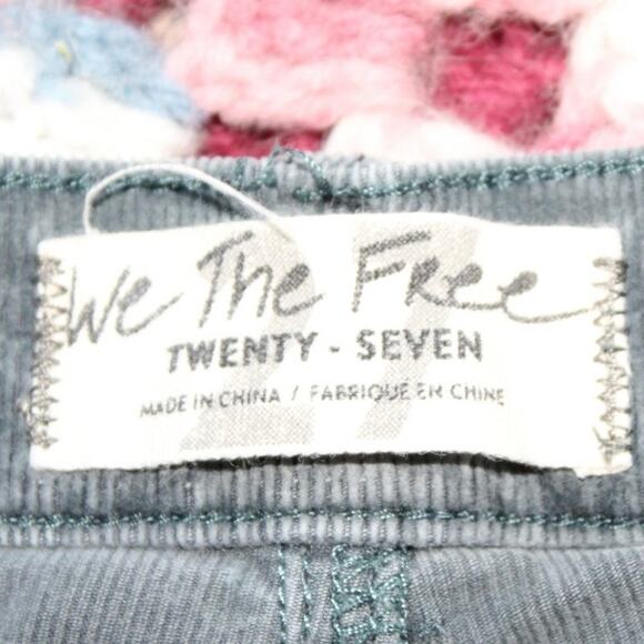 We The Free Gray Corduroy Pants Sz 27 Button Fly Boho Retro Y2K Casual Stretch - Picture 4 of 7